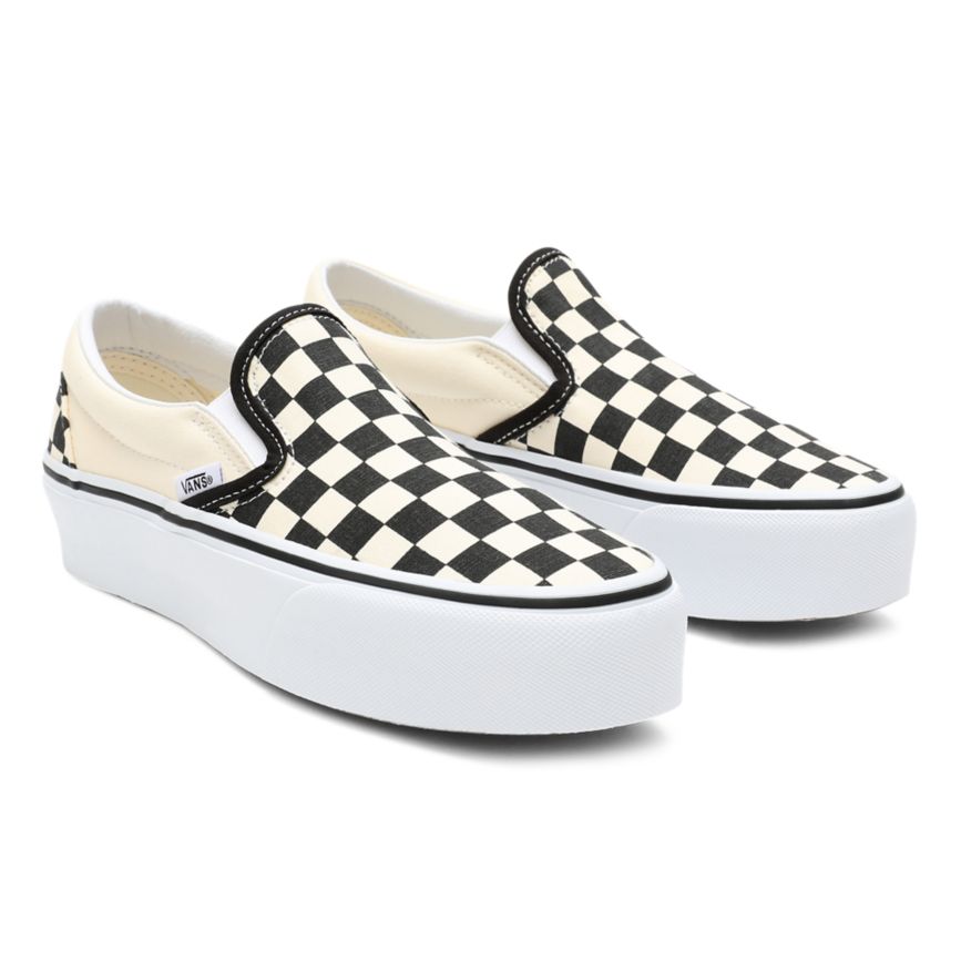 Vans Checkerboard Klassische Slip-On Plattform Schuhe Schwarz | VN004X1TZ65