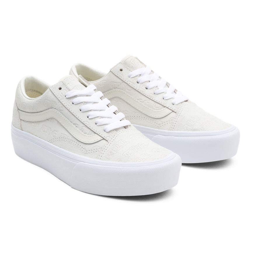 Vans Deboss Otw Old Skool Plattform Schuhe Weiß | VN386C0DQ72